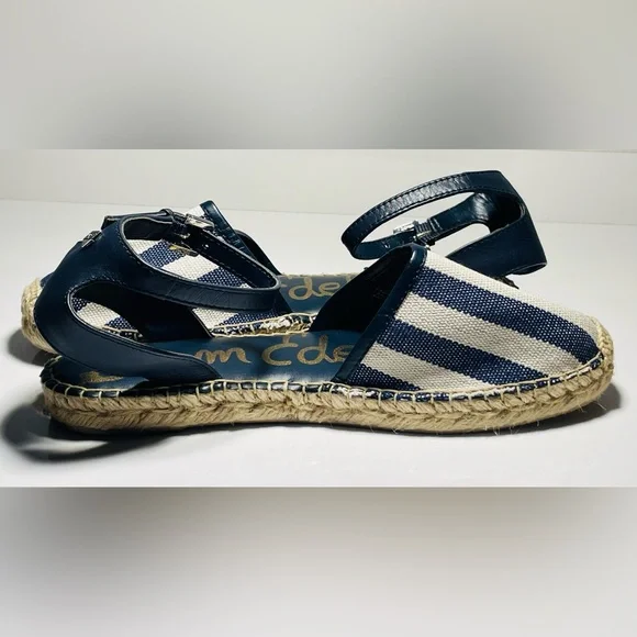 BNWOT Sam Edelman Vivian Espadrille Sandals Navy Stripe Nautical Chic Sz 7.5 - Picture 8 of 11